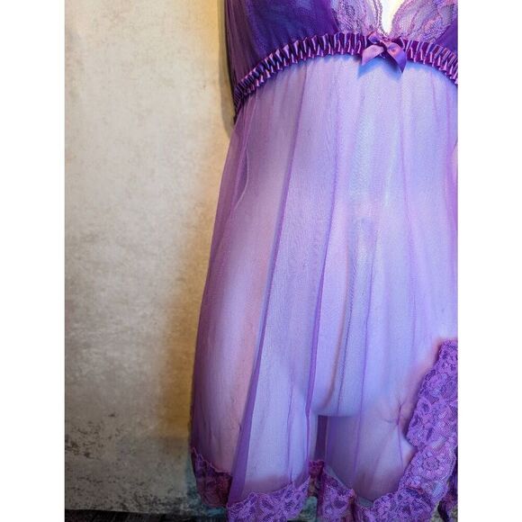 Frederick's of Hollywood purple halter negligee XL - Picture 2 of 5